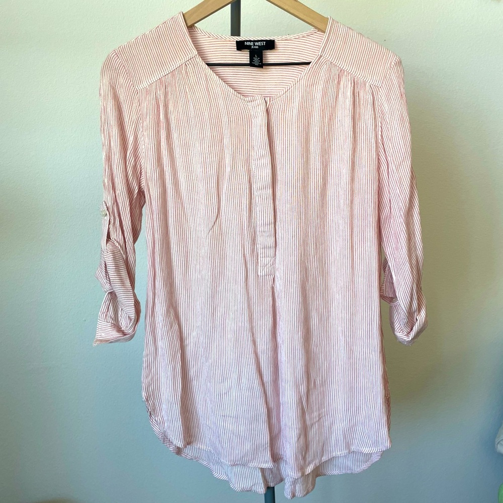 🌟Red and White Striped Blouse - L🌟